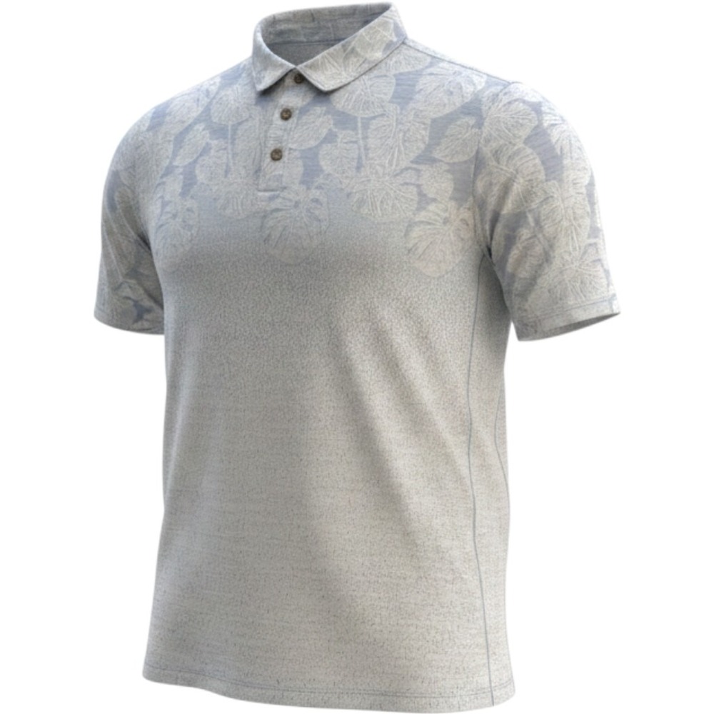 Tommy Bahama IslandZone Mens 3XL Blue Tropical Monstera Leaf Polo Shirt UPF 30